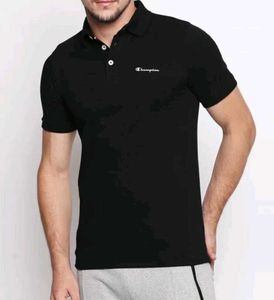 Champion Black Polo Shirt - Size Medium