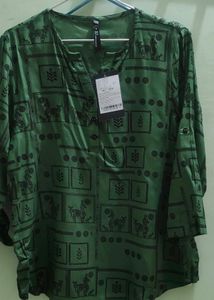 Green Casual Roll Up Sleeves  Top