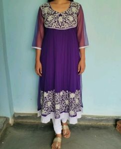 Purple Embroidered Kurta Set