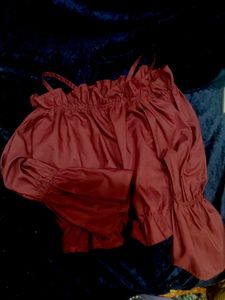 Burgundy Off-Shoulder Ruffle Top