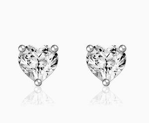 Silver Solitaire Heart Studs