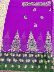 Purple Saree with Embroidery