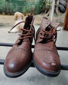 Imported Brown Brogue Lace-Up Ankle Boots