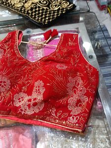 Red Embellished Blouse ( Sleeve Piece Inside)