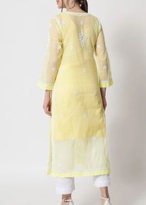 Elegant Yellow Chikankari Kurta
