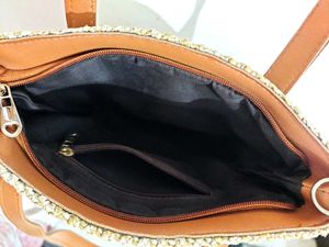 Woven Tote Bag with Faux Leather Accents
