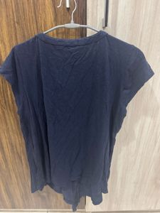 Navy Button-Down Top