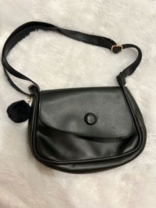 Black Crossbody Bag with Pom-Pom (Brand new Su