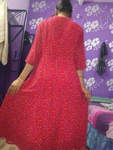 Red Floral Print Maxi Dress