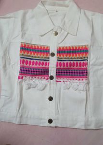 White Embroidered Denim Jacket