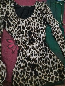 Cheeta Print Mesh Top