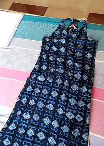 Blue Patterned Halter Neck Anouk Kurti