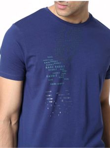 Rare Rabbit Stylish Men's Blue Graphic T-Shirt