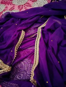Dupatta with Golden Sparkles Moti Lace