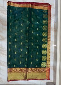 Elegant Green And Red Silk Saree