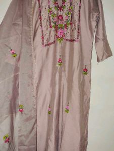 Raw Silk  Handwork Kurti With Dupatta