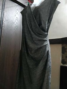 Sparkly Silver Wrap Dress Bodycon