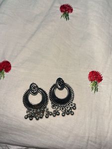 Ethnic Oxidized Silver Jhumka