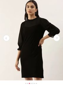 Chic Black Dress with Sheer Sleeves