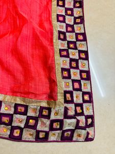 Pink Embroidered Saree combo