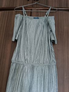 Fame Forever Party Wear Greyish Silver Jumpsuit