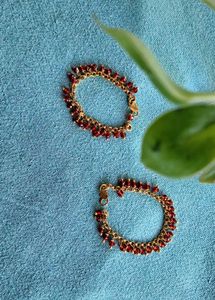 Red &amp; Gold anklets Set For Baby