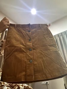 Corduroy Button-Down Skirt