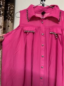 Pink Sleeveless Top with Embellishments