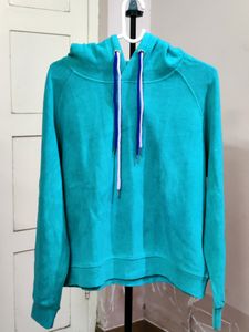 imported ESSEME women&#39;s teal hooded sweatshirt