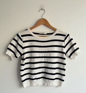 Striped Short Sleeve Crop Top