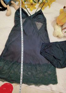 Very Fancy Lace Detail Satin Nighty With Penty