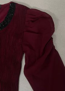 Elegant Burgundy Long Sleeve Dress