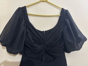 Set Of Floral Ruffle And Black Mini Dress