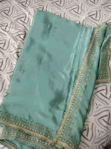 Sea Green Saree with Delicate Lace