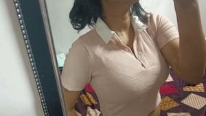 PEACH CROP TOP WITH COLLAR