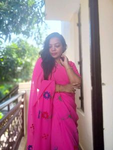Pink Handmade Design Saree
