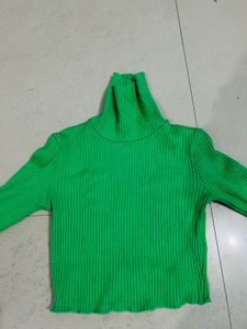 Green Turtleneck Top