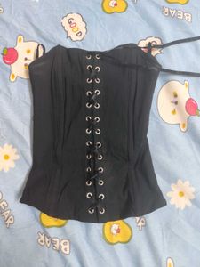Black Punk Fitted Corset Top