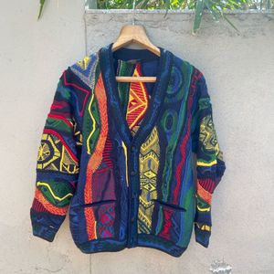 Vintage Coogi x Aklanda 3D Knit Wool Cardigan