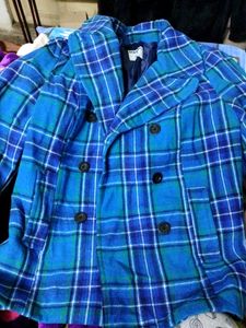 *Clearance* Blue Chequered Overcoat