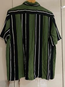 Mens Olive And Black Stripes Shirt