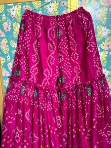 Pink Bandhani Full Gher Sharara