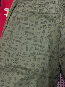Olive Green Patterned Joggers unisex