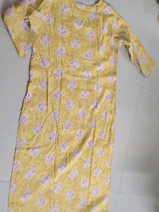 Elegant Yellow Printed Kurta