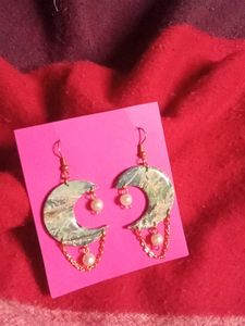 Moon Pearl Drop Earrings