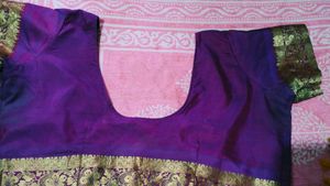 Orange Violet Banarasi Pure Silk Saree