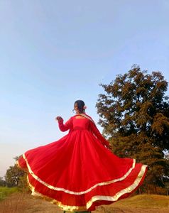 trending red anarkali suit