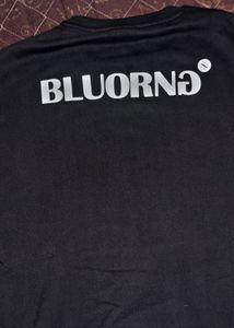 Bluorng Mens Solid Black Oversized tee
