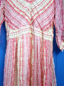 Ritu Kumar Geometric Pattern Peach Long Gown
