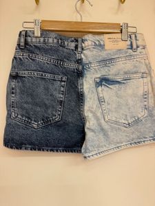 Two-Tone Denim Shorts